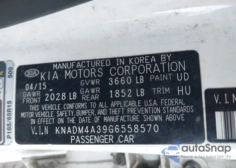 2016 Kia Rio Lx from USA, damaged, VIN KNADM4A39G6558570